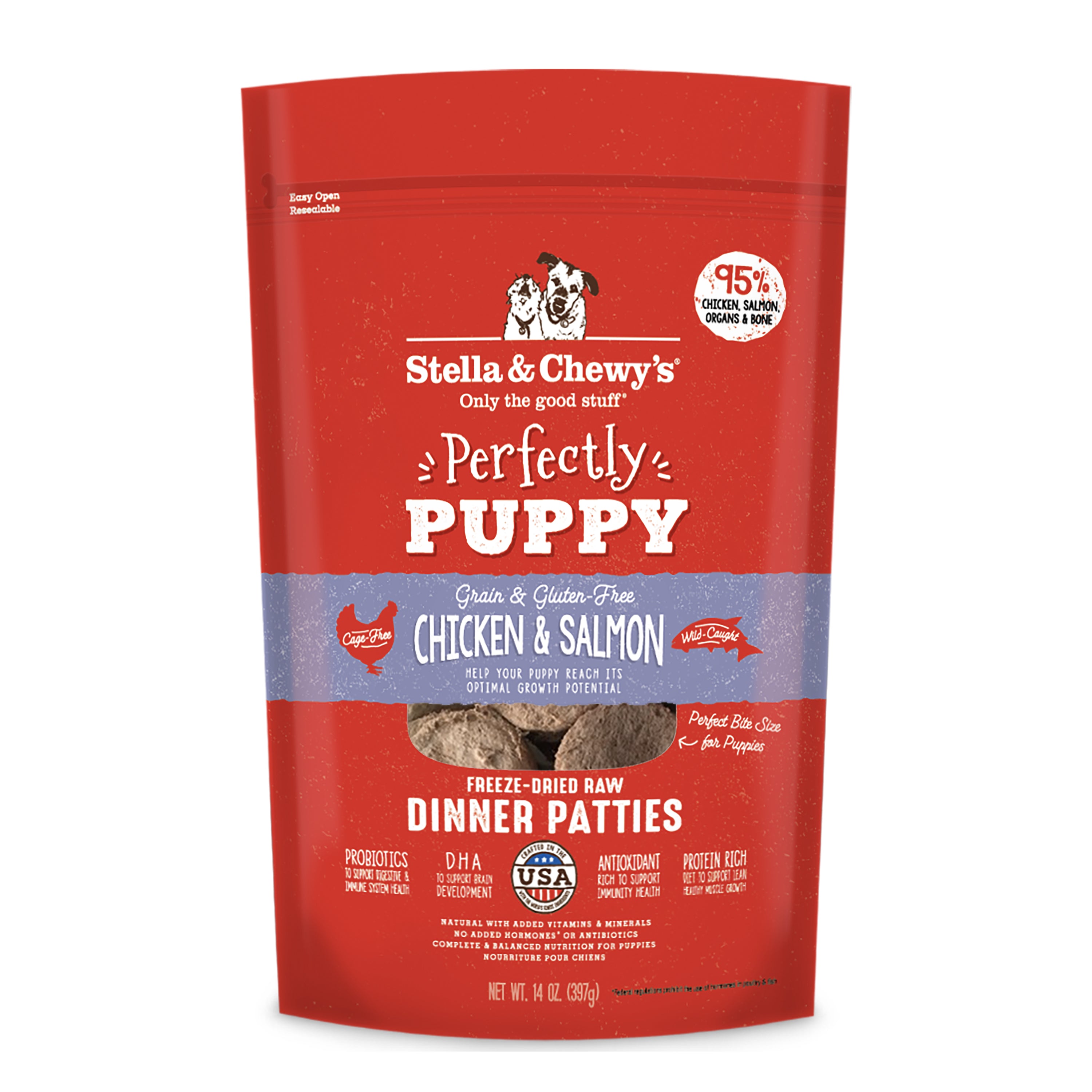 Stella & Chewy's  Freeze-Dried Dog Dinner Patties | Perfectly Puppy (Chicken & Salmon) 14oz