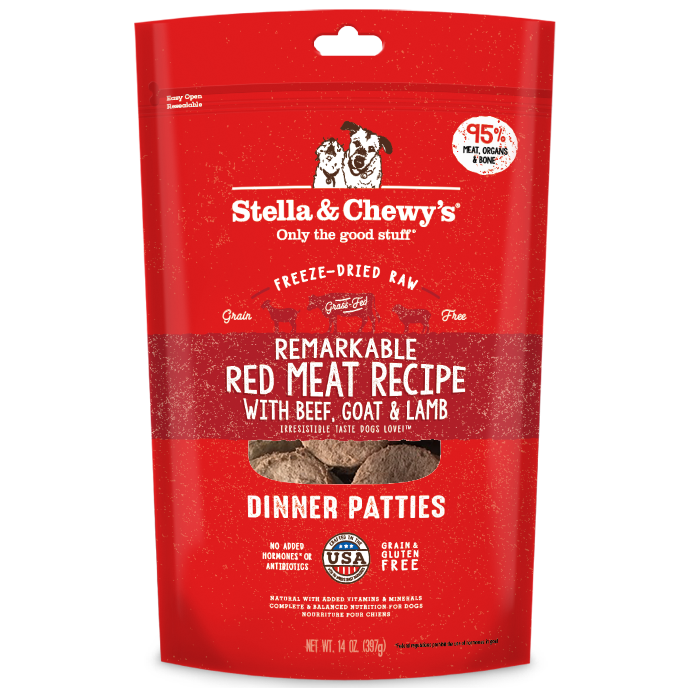 Stella & Chewy's Freeze Dried Raw Dinner Patties for Dogs 14oz - Remarkable Red Meat (Beef, Goat & Lamb)