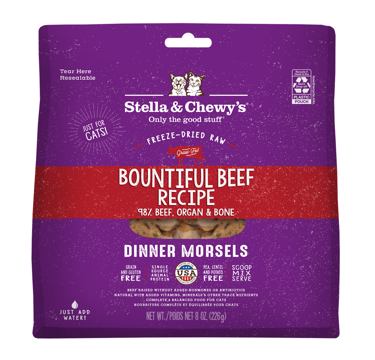 Stella & Chewy's Freeze-Dried Cat Food Dinner Morsels - Bountiful Beef 8oz - CLEARANCE