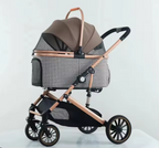 Pet Stroller Coffee Model  Detachable and Foldable Pet Pram for Dogs and Cats