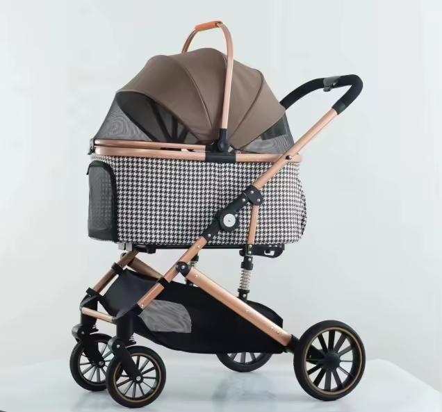 Pet Stroller Coffee Model  Detachable and Foldable Pet Pram for Dogs and Cats