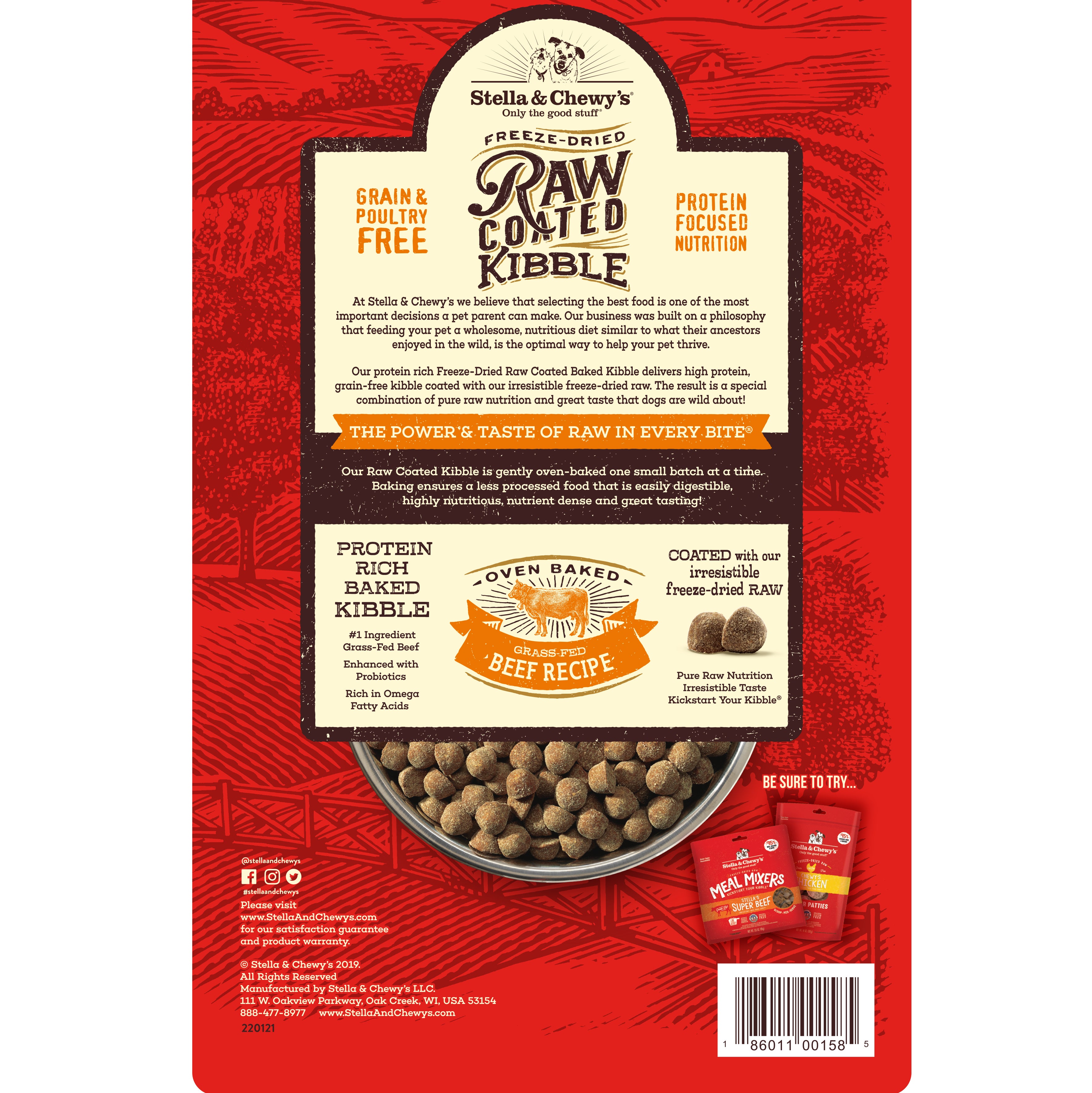 Stella & Chewy's Freeze-Dried Raw Coated Kibble Grain-Free Dry Dog Food 3.5lb | 7 recipes