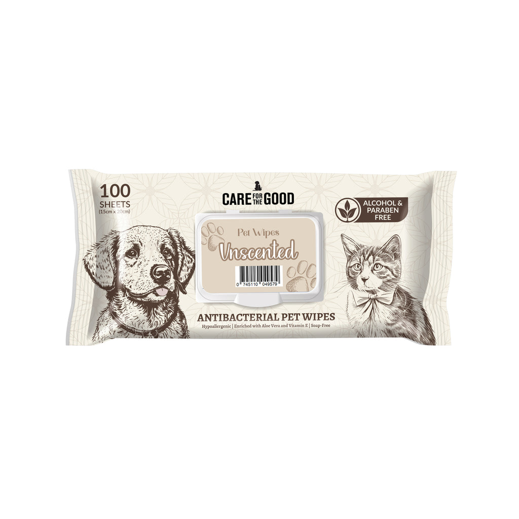 Care For The Good Antibacterial Pet Wipes Unscented 100s