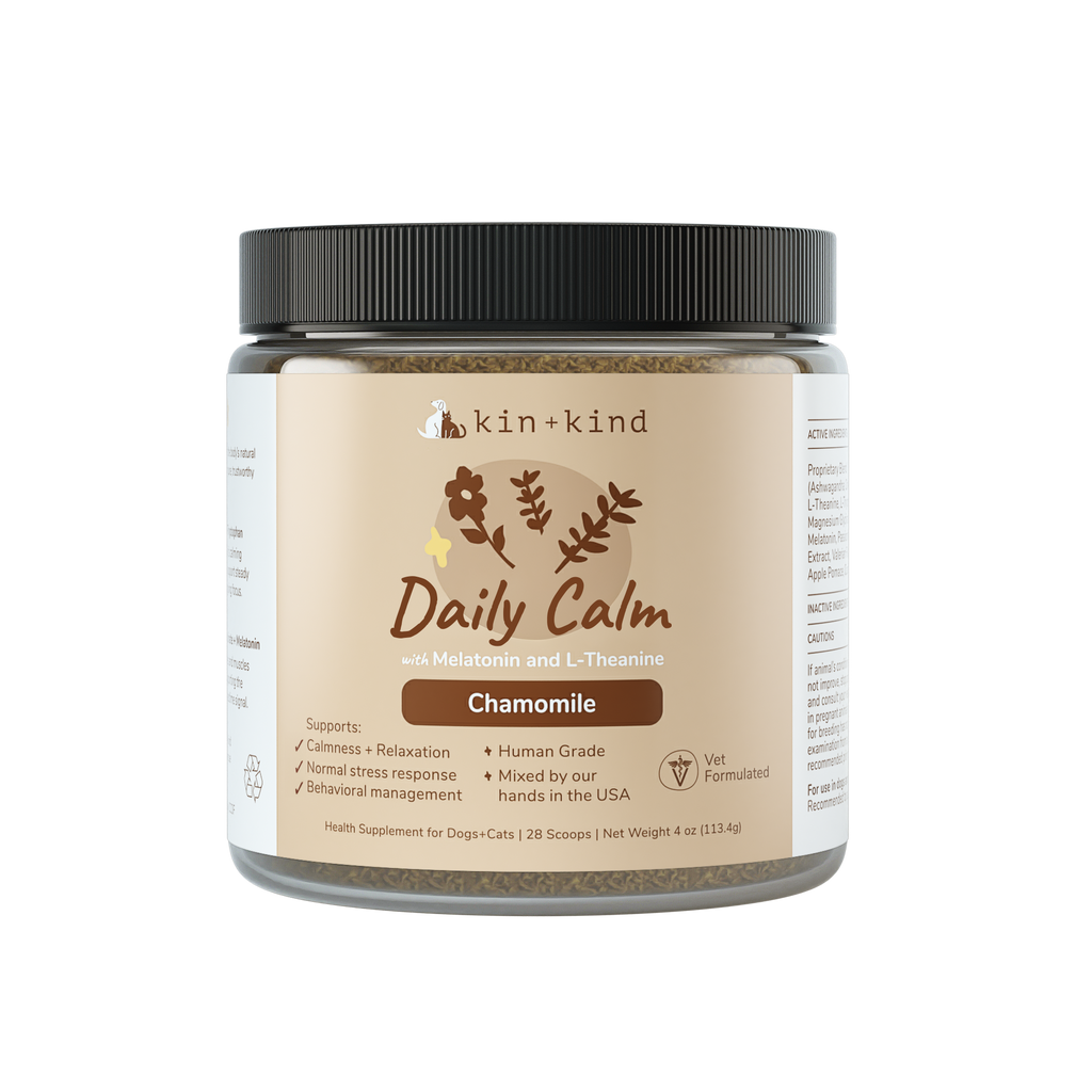 Kin + Kind Healthy Calm Supplement for Dogs & Cats 4oz 113.4g (Small Jar)