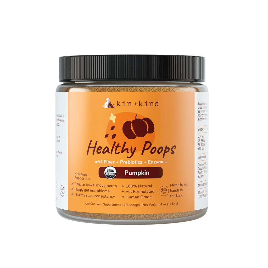Kin + Kind Organic Healthy Poops Supplement for Dogs & Cats 4oz (Small Jar)