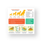 petcubes gently cooked crocodile dog food packaging with feeding guidelines, nutrition facts, and preparation instructions.