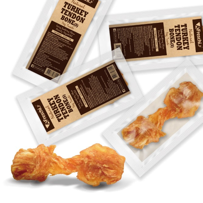 AFreschi Natural Turkey Tendon Bone Dog Treat Chew - Small (S)