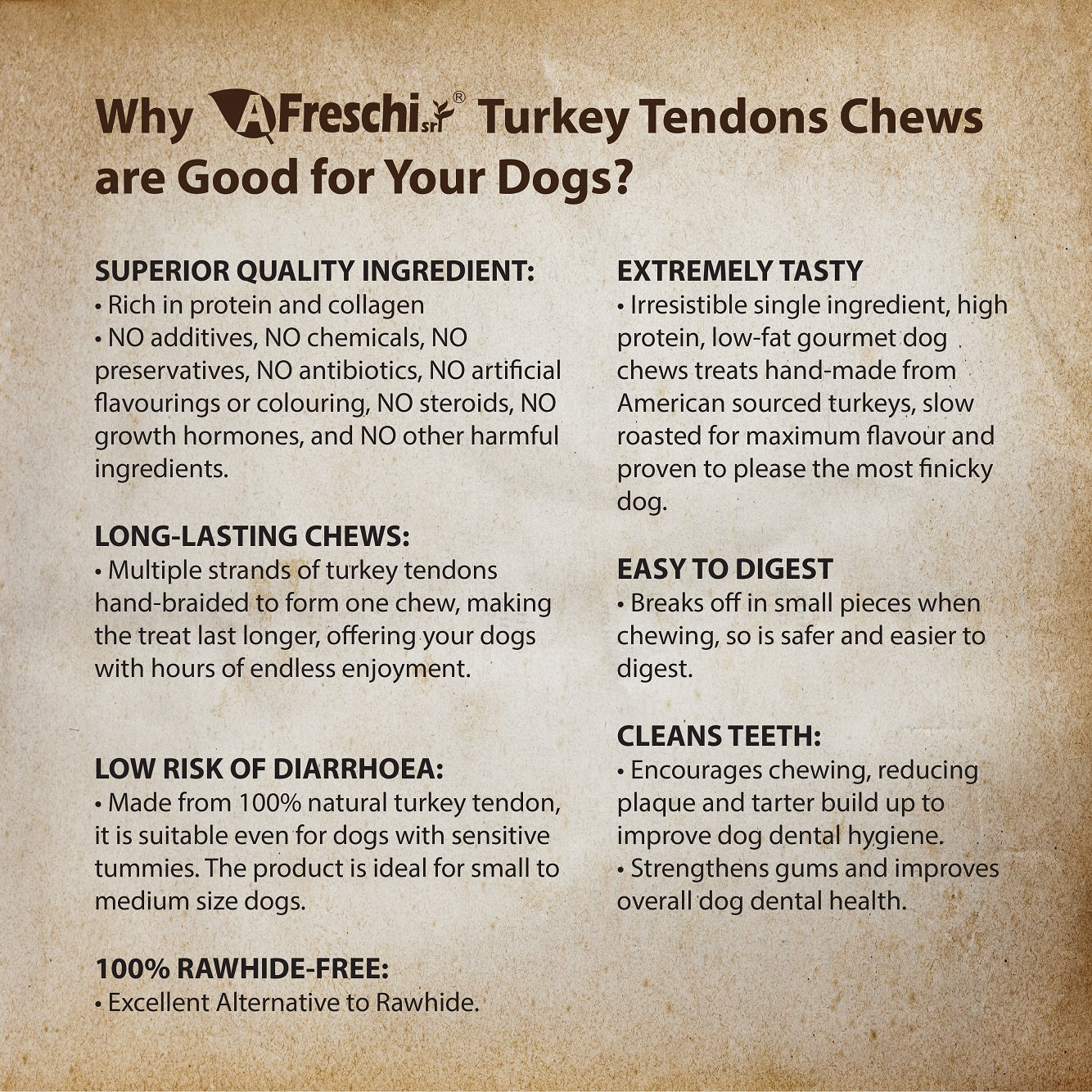 AFreschi Natural Turkey Tendon Pretzel Dog Treat Chew - Medium (M)