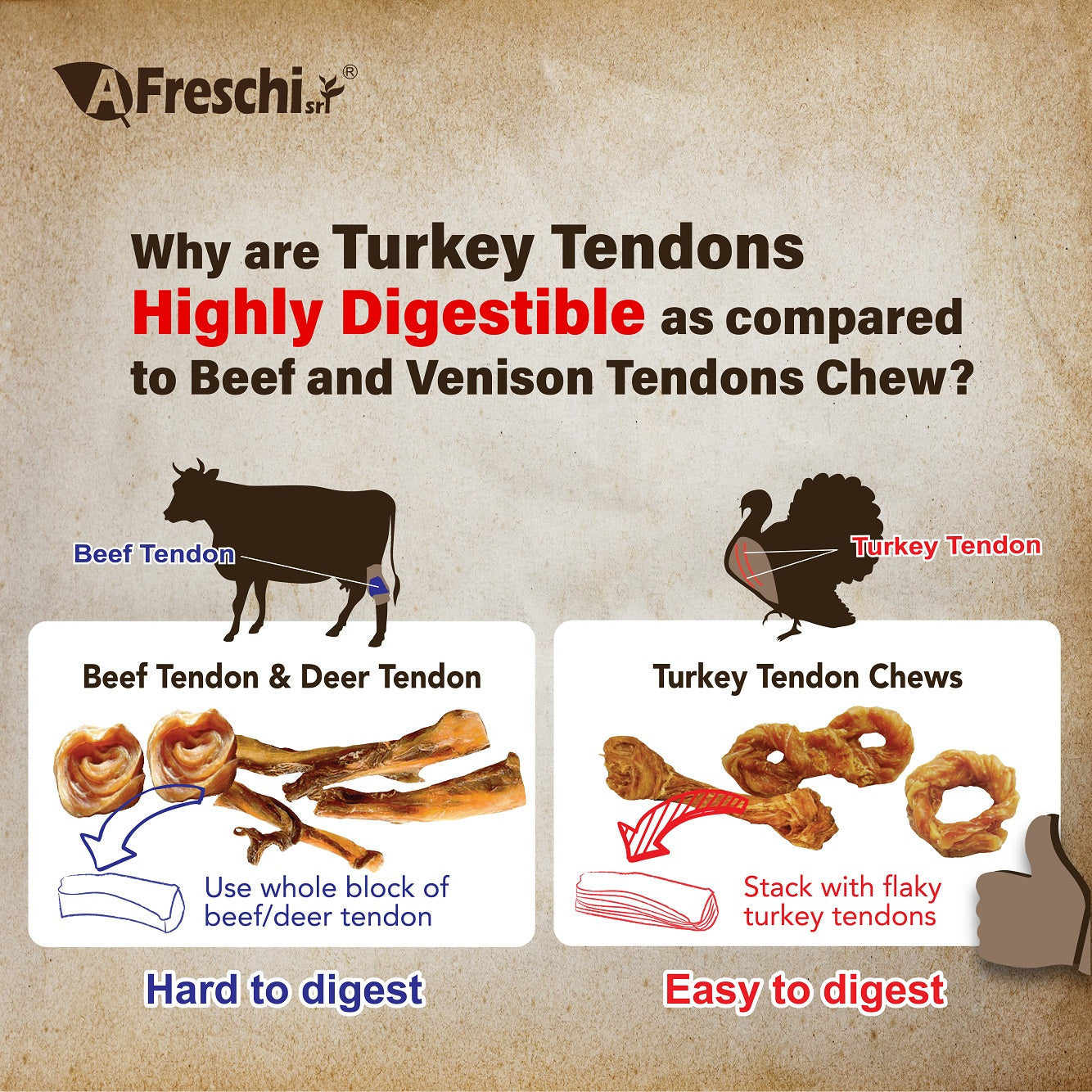 AFreschi Natural Turkey Tendon Pretzel Dog Treat Chew - Medium (M)