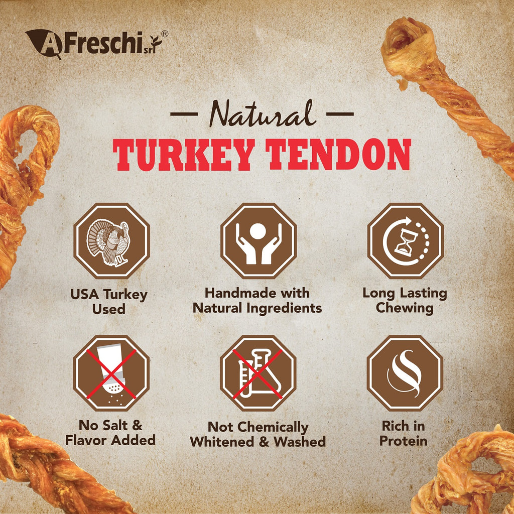 AFreschi Natural Turkey Tendon Pretzel Dog Treat Chew - Medium (M)
