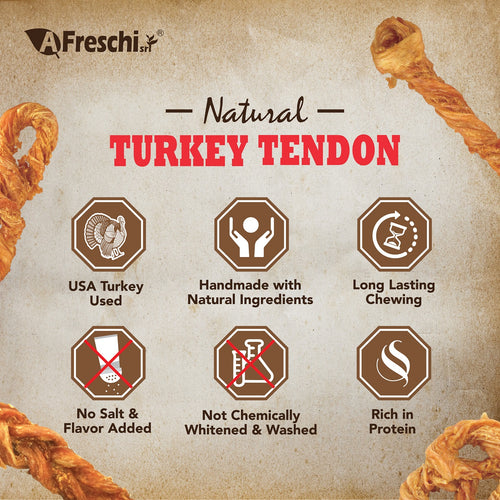 AFreschi Natural Turkey Tendon Bone Dog Treat Chew - Large (L)