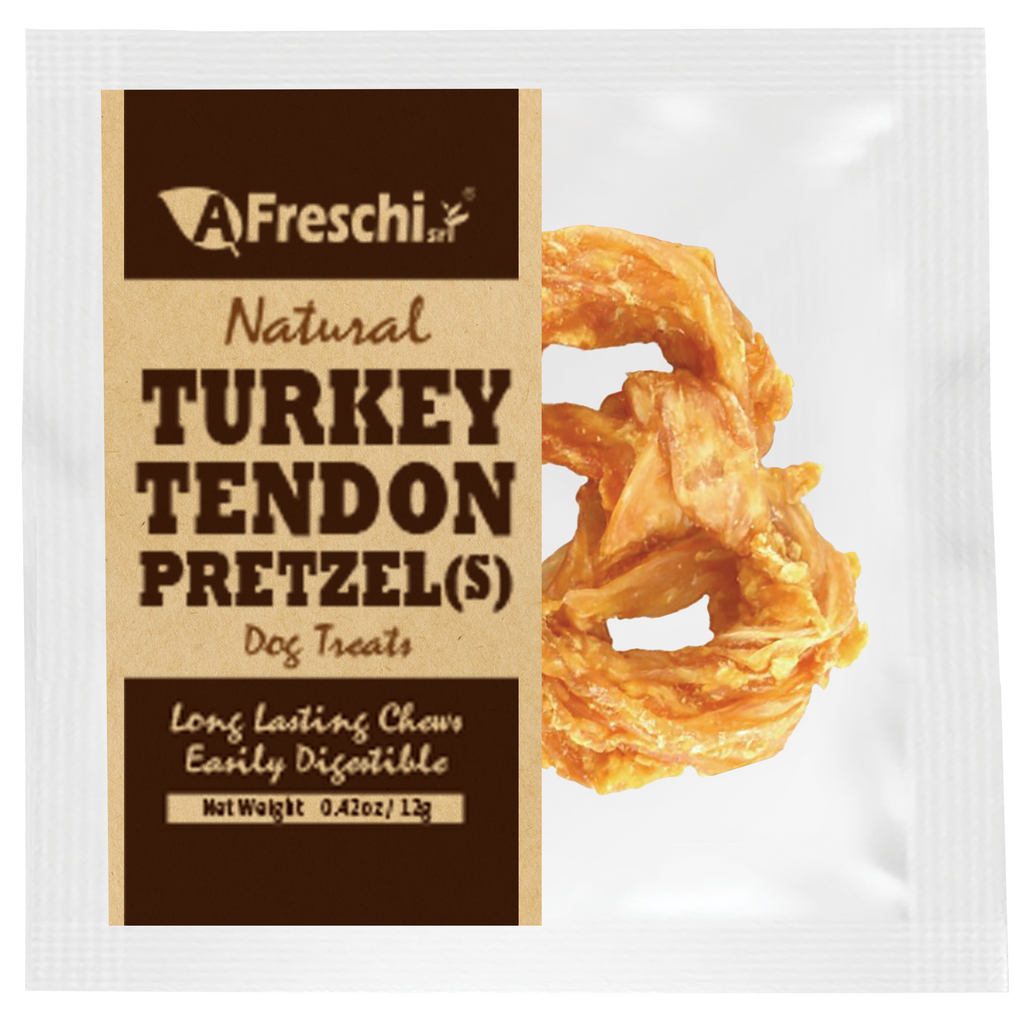 AFreschi Natural Turkey Tendon Pretzel Dog Treat Chew - Small (S)