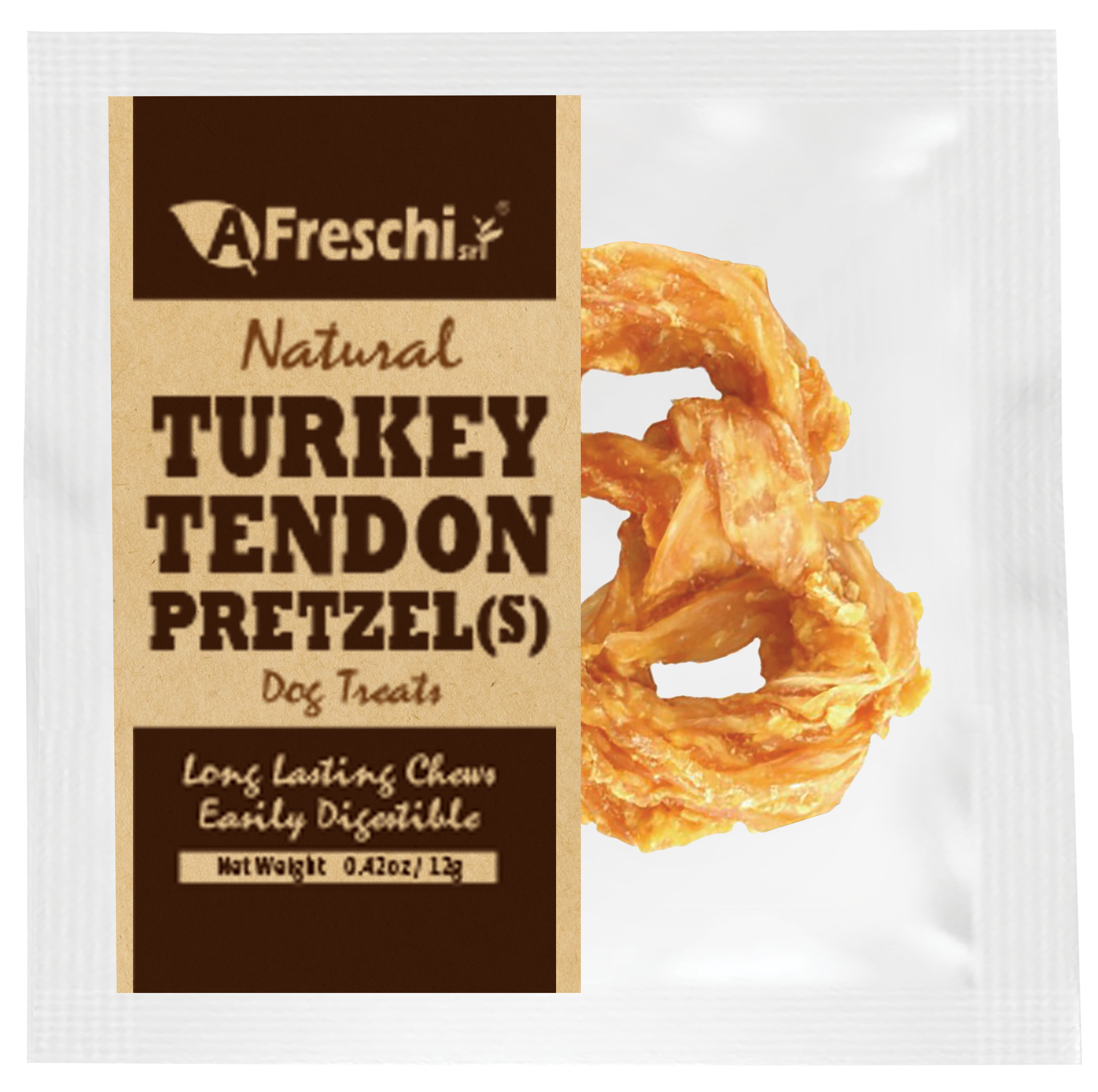 AFreschi Natural Turkey Tendon Pretzel Dog Treat Chew - Small (S)