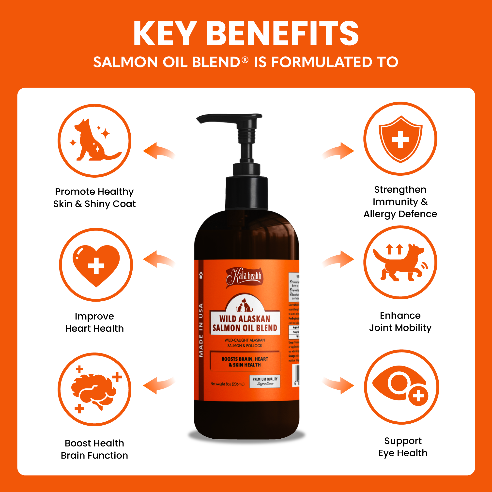 Kala Health Wild Alaskan Salmon Oil Blend for Dogs and Cats 32oz (976ml)