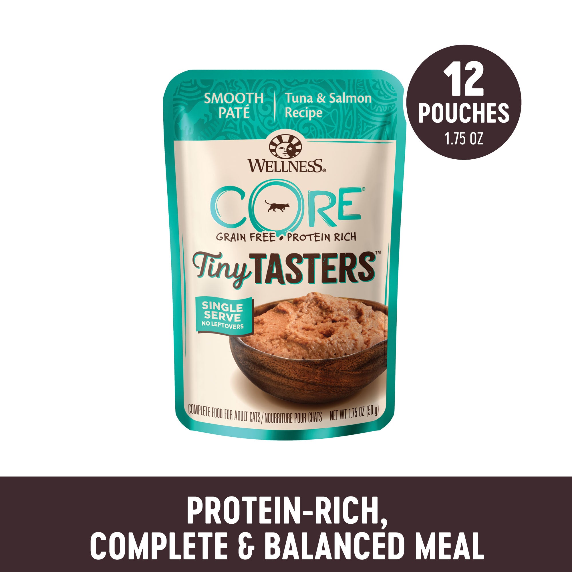 Bundle of 12 Wellness CORE Tiny Tasters Minced Chicken Gravy Grain-Free Wet Cat Food 50g