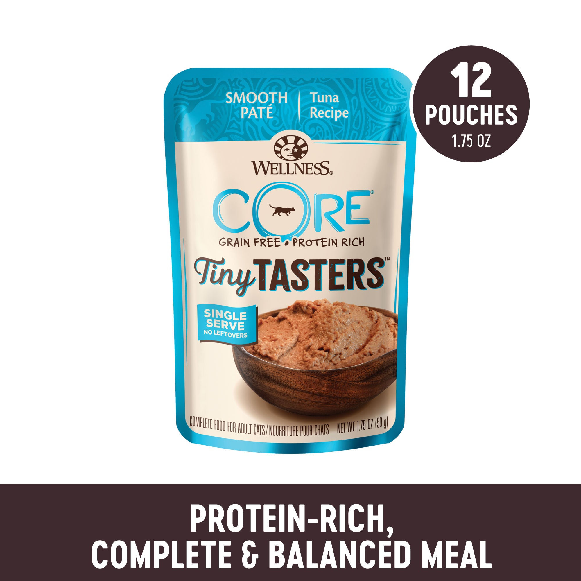 Bundle of 12 Wellness CORE Tiny Tasters Minced Chicken Gravy Grain-Free Wet Cat Food 50g