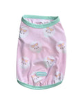 Cute pink cooling sleeveless shirt for dogs and cats with white bichon frise pattern