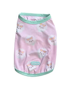 Cute pink cooling sleeveless shirt for dogs and cats with white bichon frise pattern