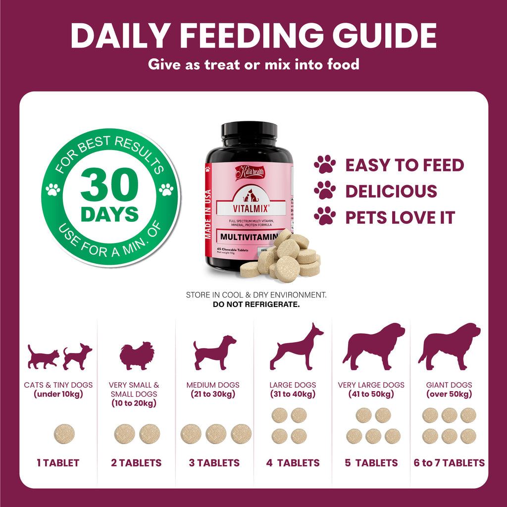 Kala Health Vitalmix Multivitamins for Dogs and Cats - 45 Tablets