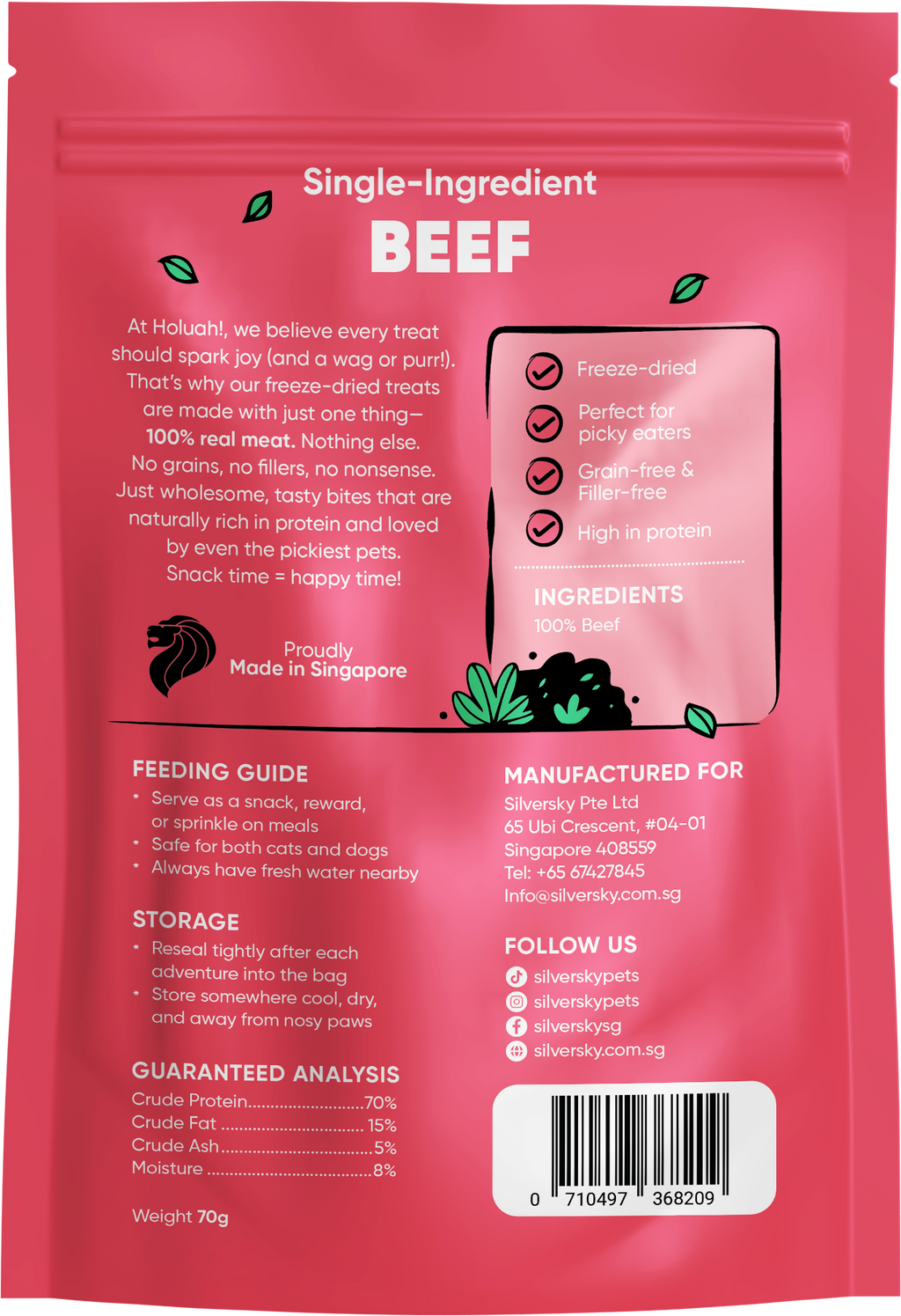 Holuah Freeze Dried Beef Treat Cats & Dogs