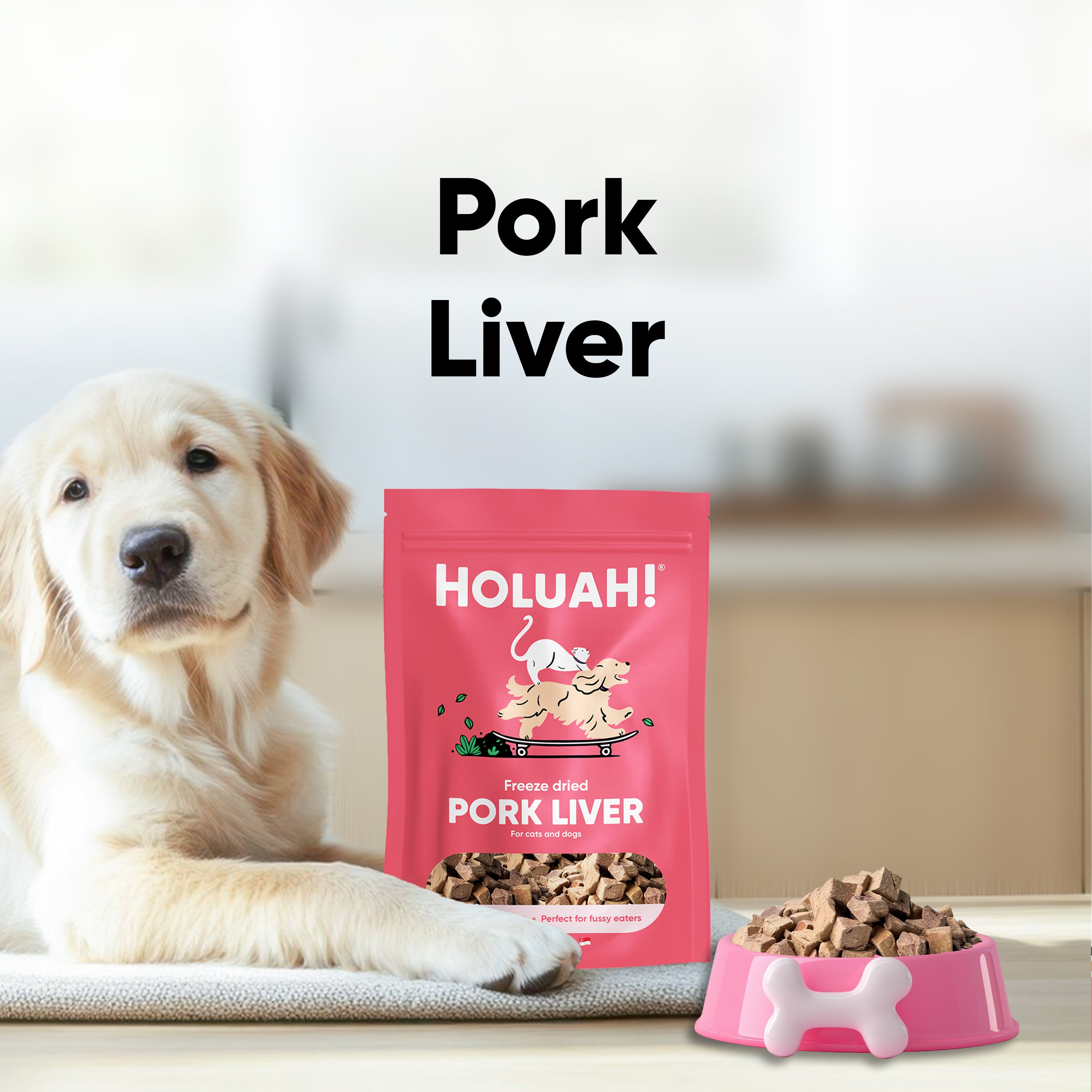 Holuah Freeze Dried Pork Heart Treat for Dogs and Cats