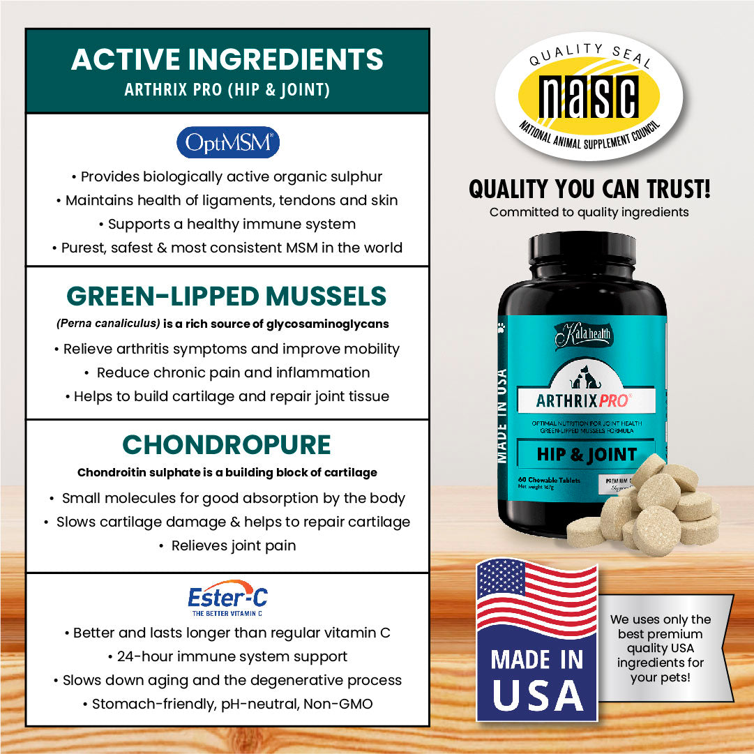 Arthix Pro Active ingredients listed such as OptiMSM, Esyter-C.