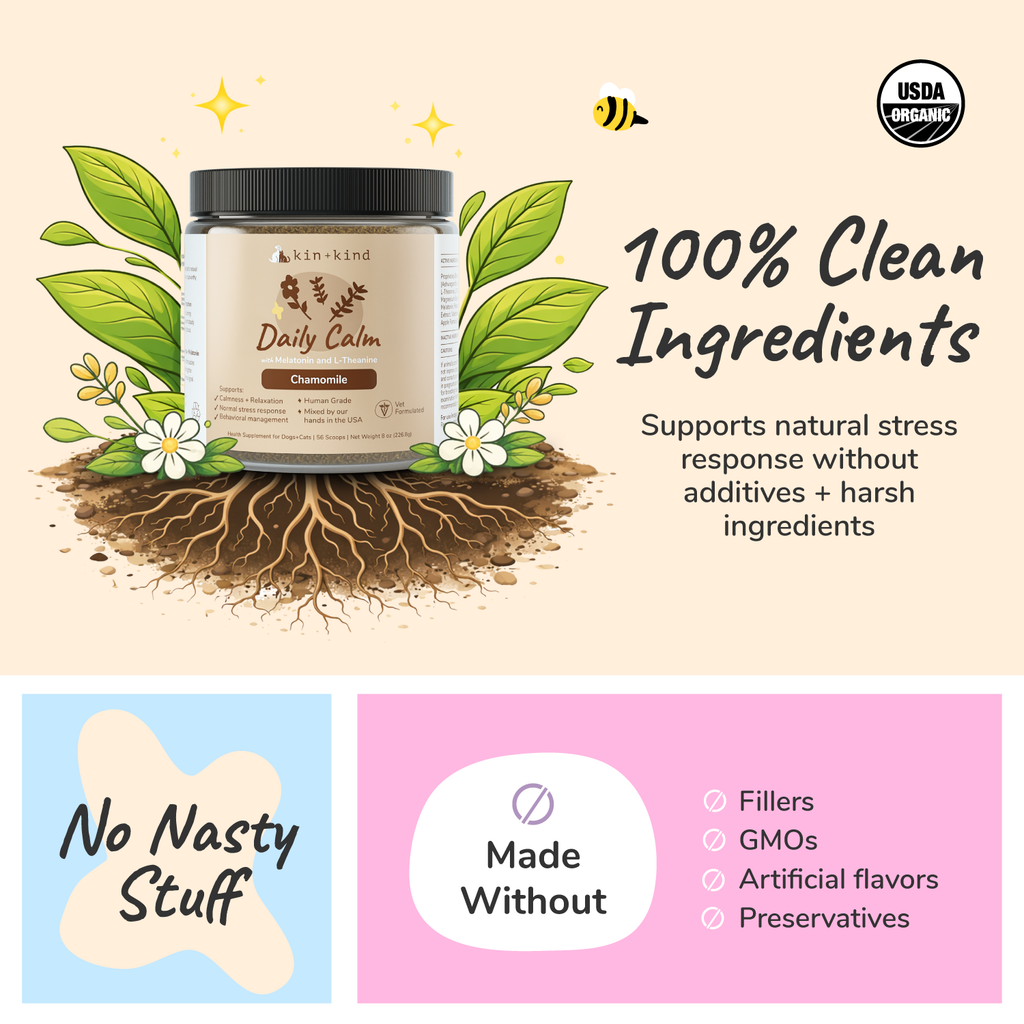 Kin + Kind Daily Calm Supplement for Dogs & Cats - 2 sizes