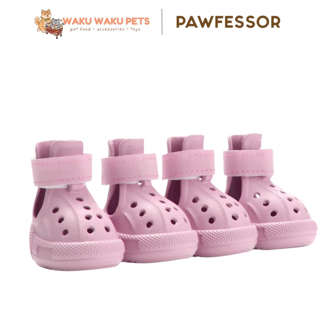 Pawfessor Breathable Sandals Dog Boots with Non-Slip Soles and Adjustable Velcro Straps Reflective - Pink