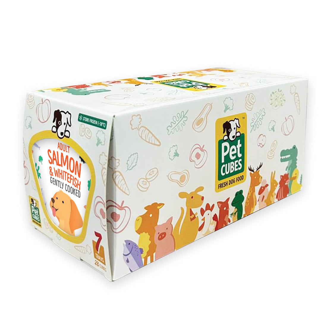 petcubes gently cooked salmon whitefish dog food case 2.24kg