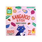Pet Cubes Gently Cooked Kangaroo & Fish human grade fresh cat food for age 6 months and above.