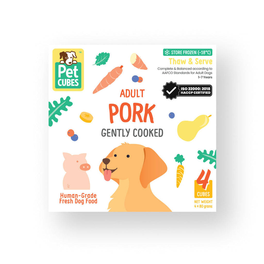 PetCubes Gently Cooked Adult Dog Food - Pork Tray 320g