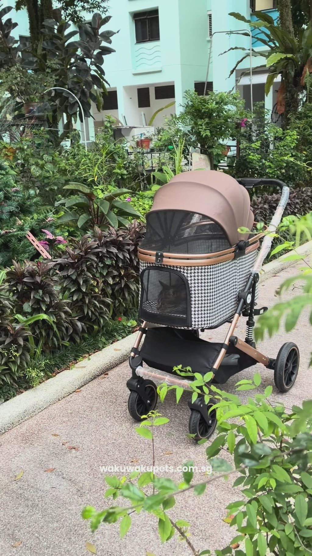 Pet Stroller Coffee Model  Detachable and Foldable Pet Pram for Dogs and Cats