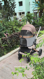 Pet Stroller Coffee Model  Detachable and Foldable Pet Pram for Dogs and Cats