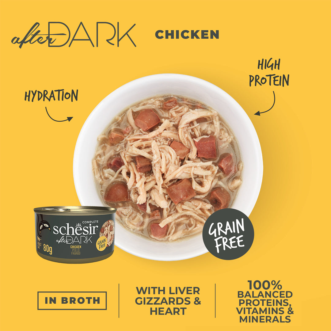 Schesir After Dark Chicken Wholefood Canned Grain Free Wet Cat Food 80g