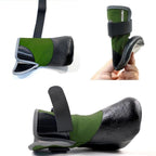 pawfessor soft dog shoes in green with double velcro for secure fits and flexible shoe for comfortable dog walks