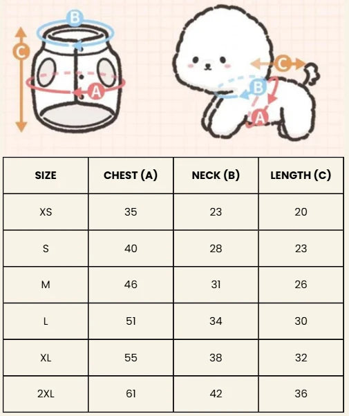 Size chart and measurement guide for Cotties & Co. Cooling Shirt