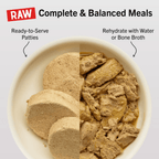 stella chewy freeze dried dinner patties before and after rehydration.
