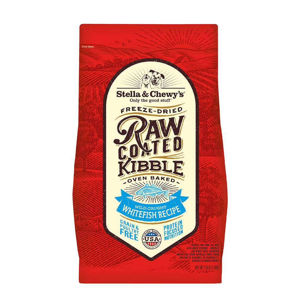 stella chewy raw coated oven baked kibbles grain free dog food in wild-caught whitefish recupe 3.5lb 1.6kg