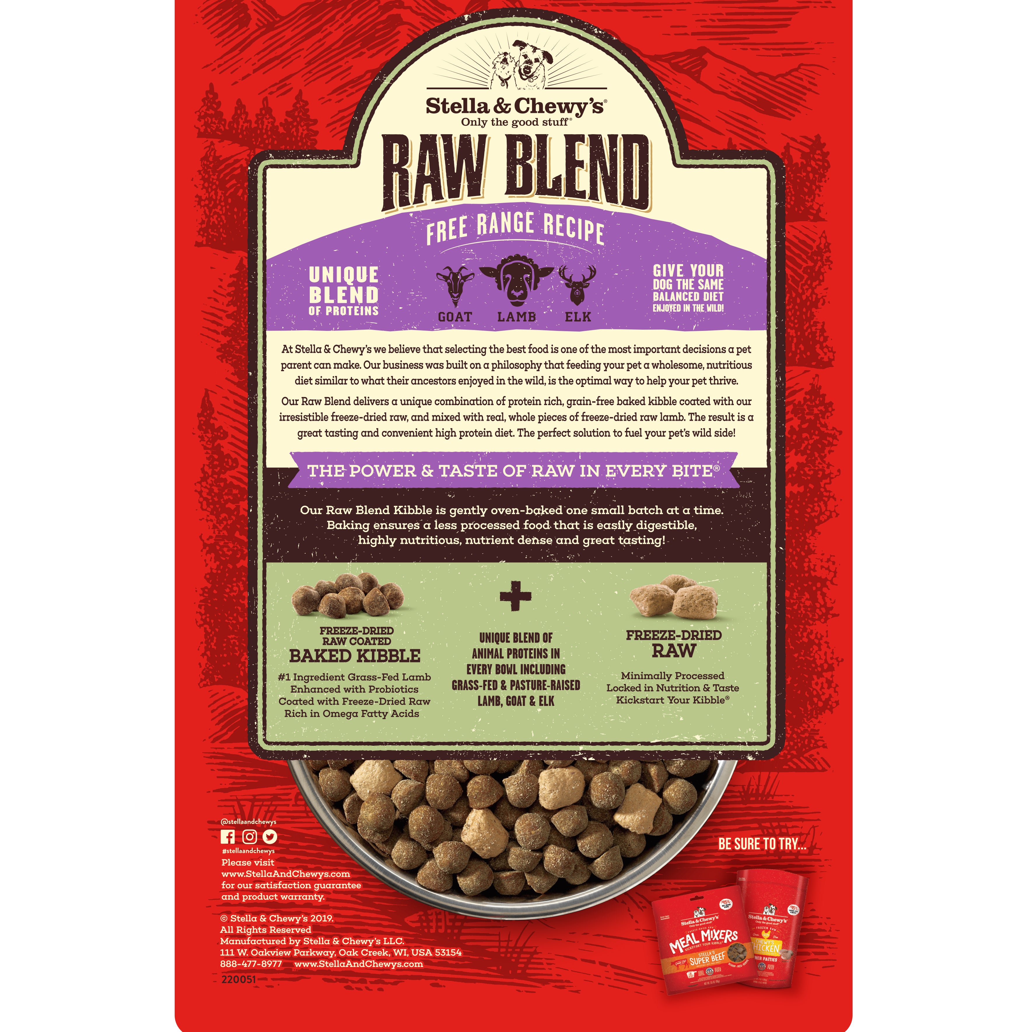 (BB Nov 10 2026) Stella & Chewy's Raw Blend Free Range Grain-Free Dry Dog Food 3.5lb