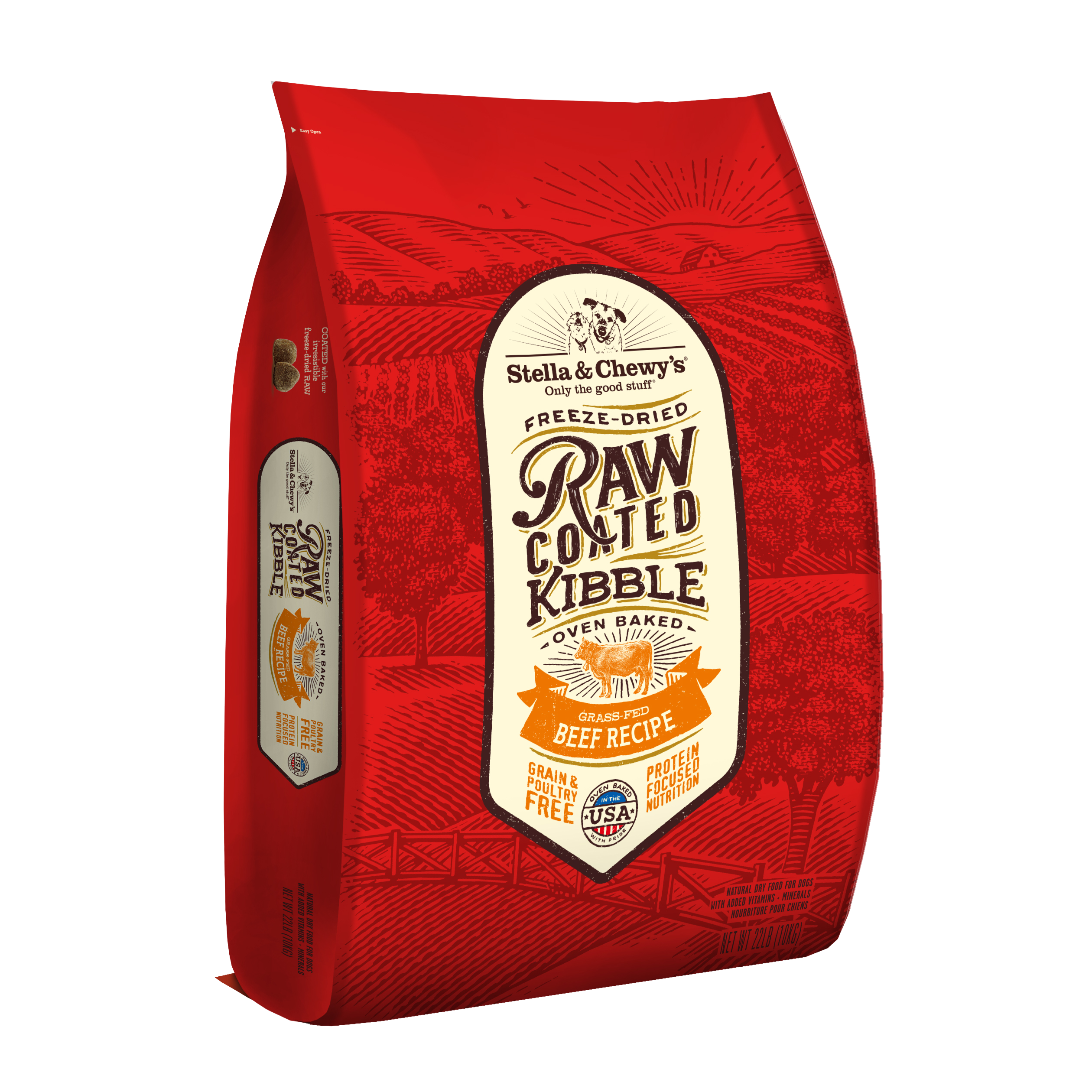 Stella & Chewy's Freeze Dried Raw Coated Beef Grain Free Dry Dog Food Kibbles 22lb 10kg