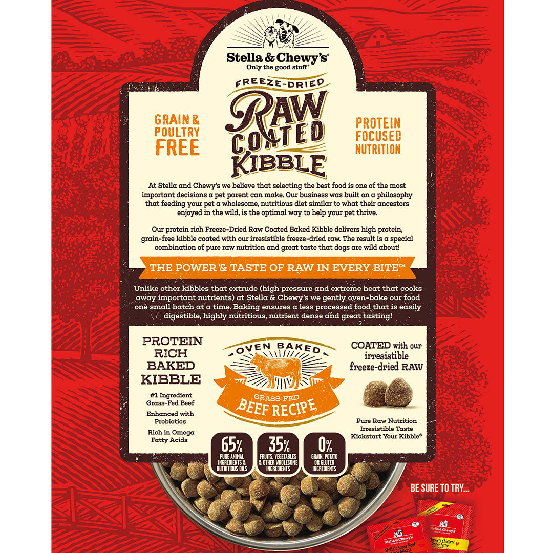 Stella & Chewy's Freeze Dried Raw Coated Beef Grain Free Dry Dog Food Kibbles 22lb 10kg