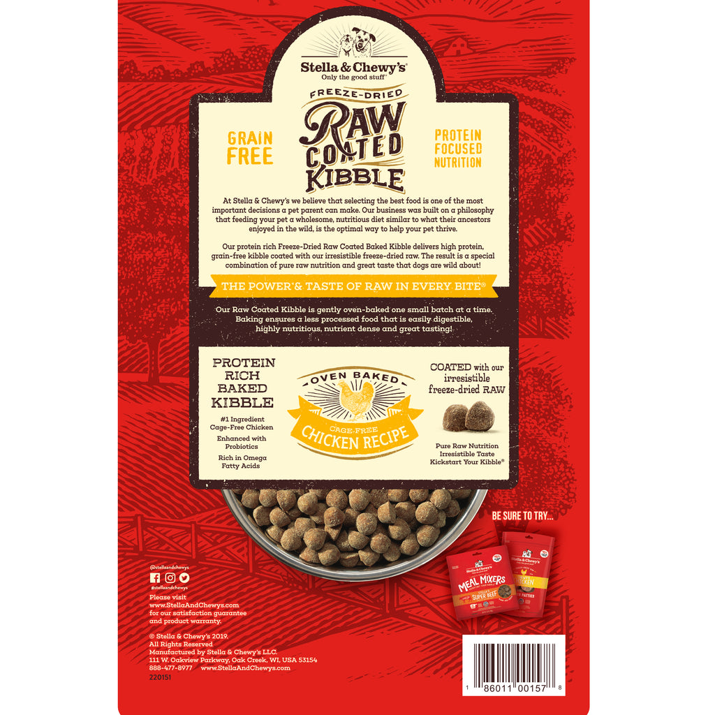 Stella & Chewy's Raw Coated Cage Free Chicken Grain Free Dry Dog Food 1.6kg 3.5lb