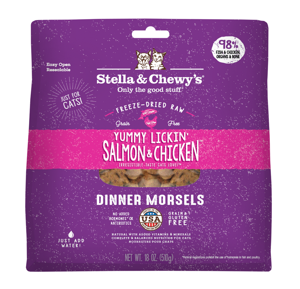 Stella & Chewy's Freeze-Dried Cat Food Dinner Morsels - Yummy Lickin’ Salmon & Chicken 18oz