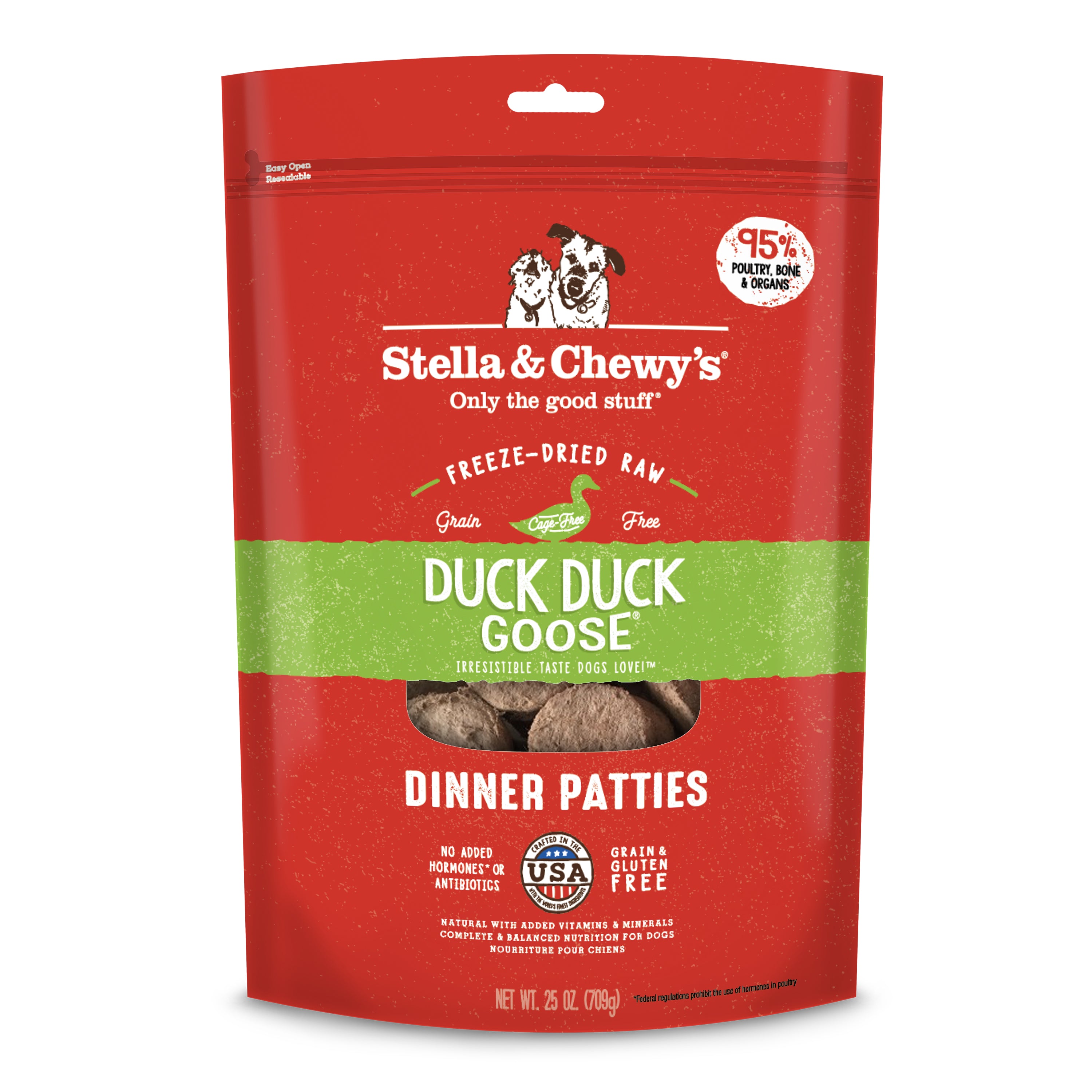 Stella & Chewy's Duck Duck Goose Dinner Patties Freeze-Dried Raw Dog Food 25oz