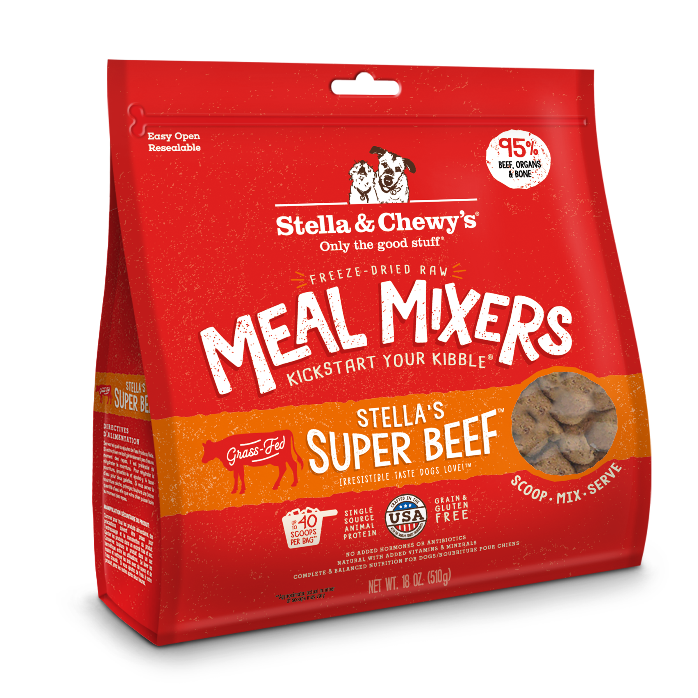 Stella & Chewy's Super Beef Meal Mixers Freeze-Dried Dog Food / Meal Topper, 8oz