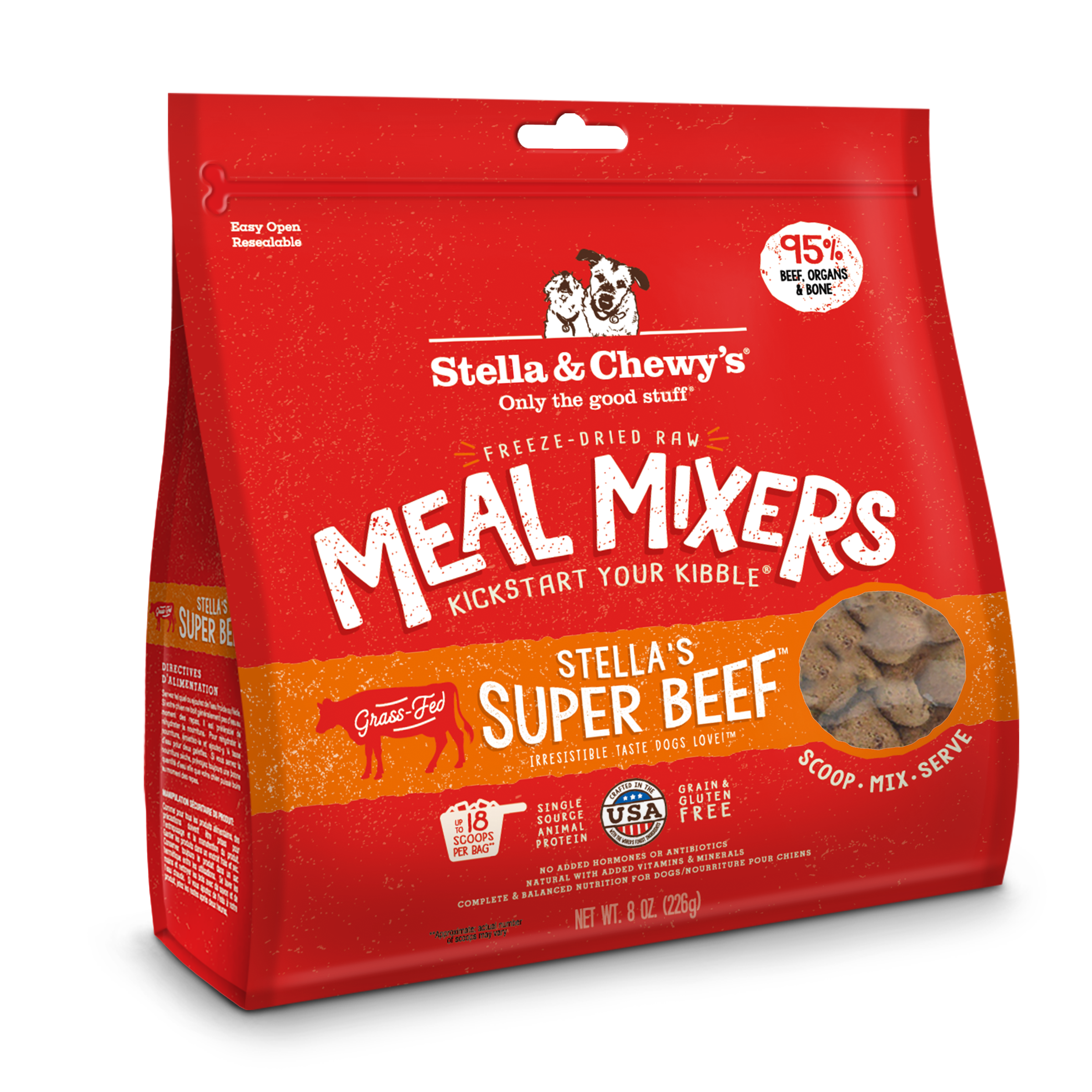 Stella & Chewy's Super Beef Meal Mixers Freeze-Dried Dog Food / Meal Topper, 8oz
