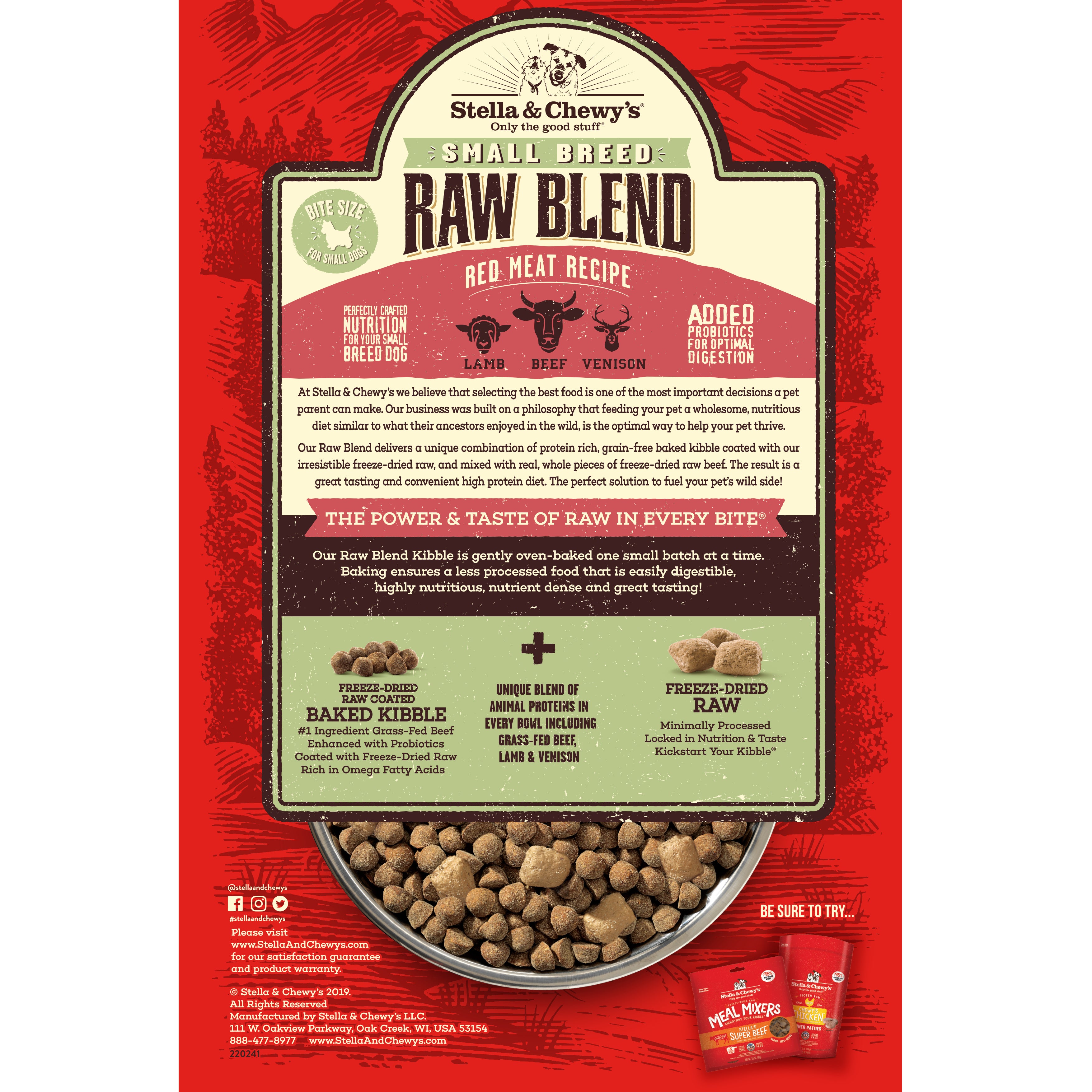 (BB 2027) Stella & Chewy's Raw Blend Red Meat Small Breed Grain Free Dry Dog Food 1.6kg 3.5lbs