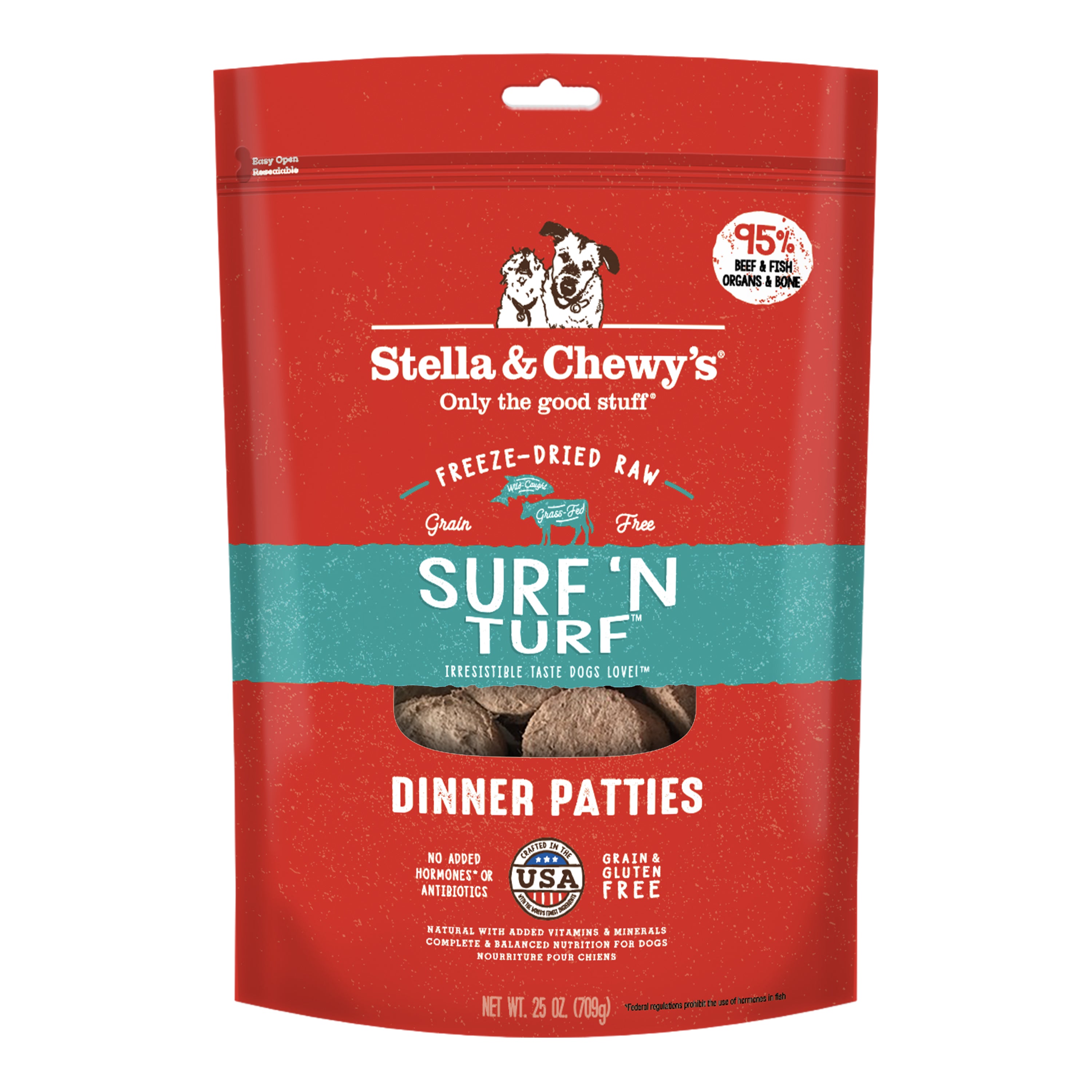 Stella & Chewy's Surf ‘N Turf (Beef & Salmon) Dinner Patties Freeze Dried Raw Dog Food 25oz