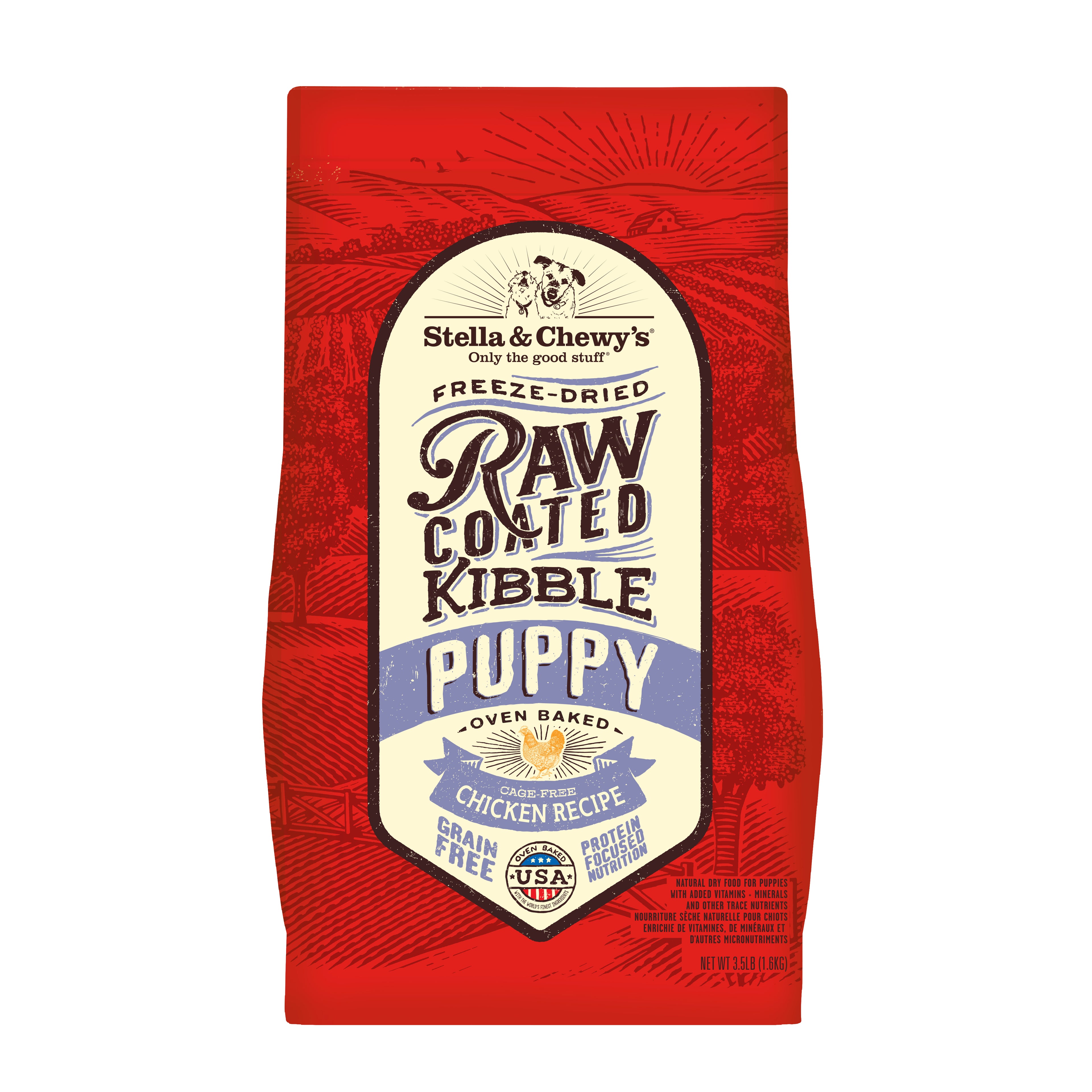 stella and chewy freeze dried raw coated grain free dog food for puppy in chicken recipe 3.5lb 1.6kg