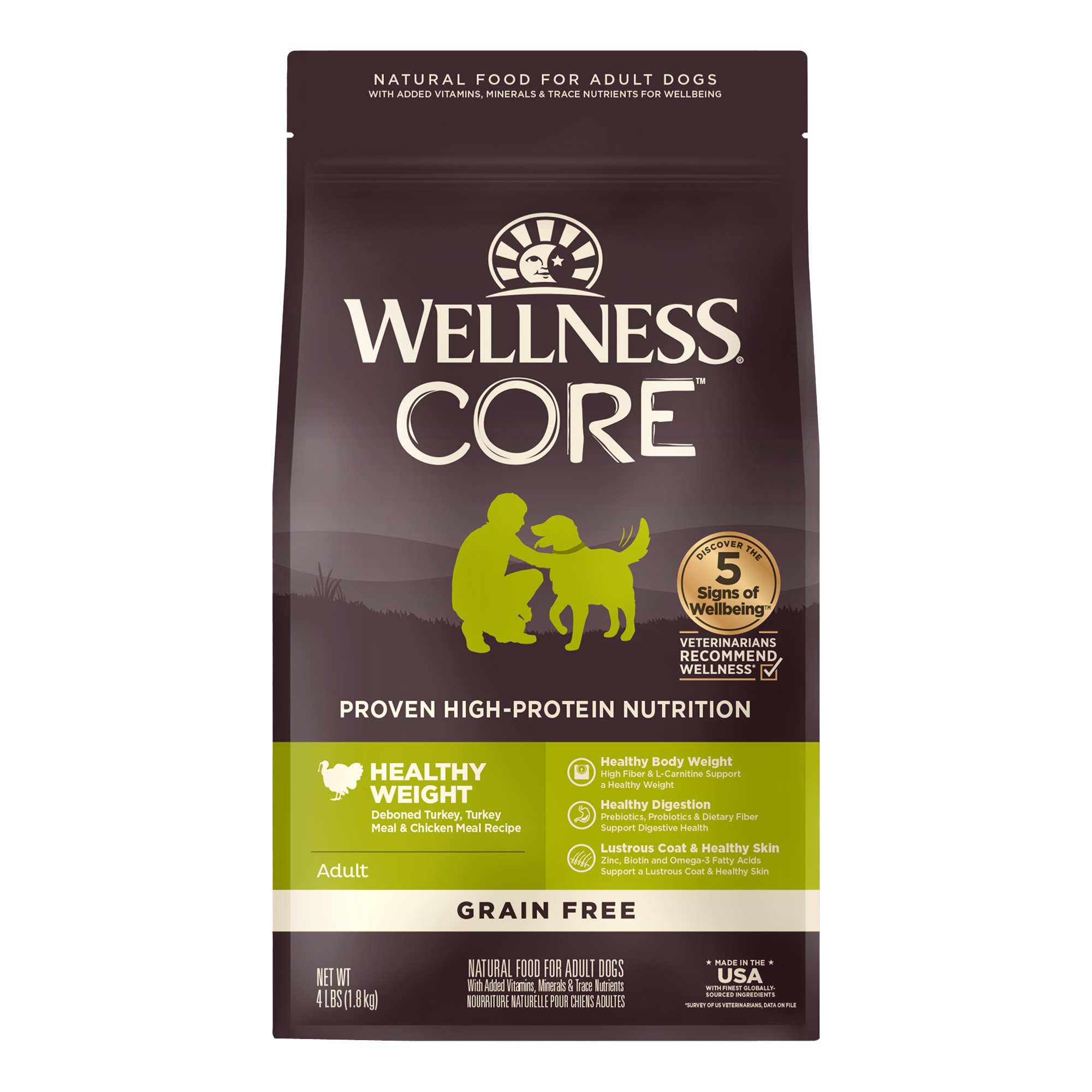 Wellness CORE Healthy Weight (Reduced Fat) Grain free Dry Dog Food 1lbs 1.8kg